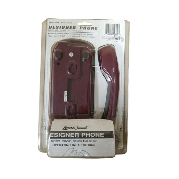 Lenoxx Sound PH-600 Designer Phone Desk Or Wall Mountable Burgundy Dark Red - Picture 2 of 3